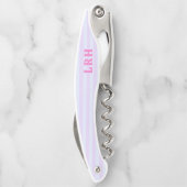 Pastel Pop Beach Stripe Tiny Initials Monogram ソムリエナイフ (裏面)