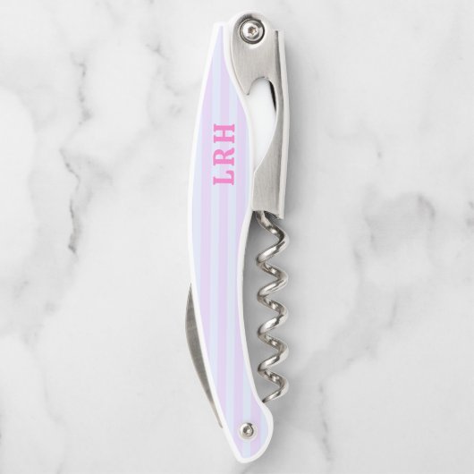 Pastel Pop Beach Stripe Tiny Initials Monogram ソムリエナイフ (裏面)