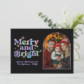 Pastel Pop Modern Retro Christmas Family Photo シーズンカード (スタンド正面)