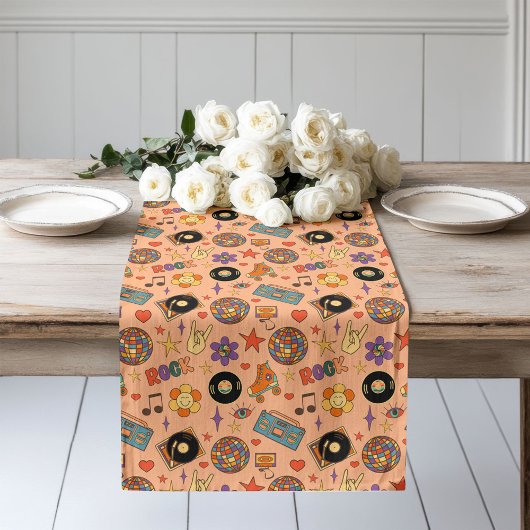 Pastel Pop Runner Retro Groovy Dining Decor ロングテーブルランナー