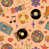 Pastel Pop Runner Retro Groovy Dining Decor ロングテーブルランナー