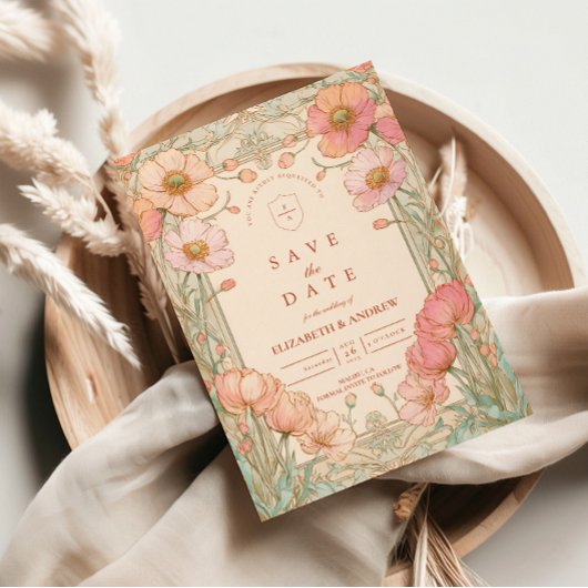 Pastel Poppy Garden Wedding セーブザデート