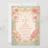 Pastel Poppy Garden Wedding 招待状 (正面)