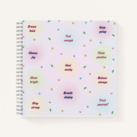 Pastel Positive Affirmations Pattern ノートブック (正面)