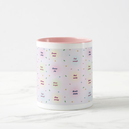 Pastel Positive Affirmations Pattern マグカップ (中央)