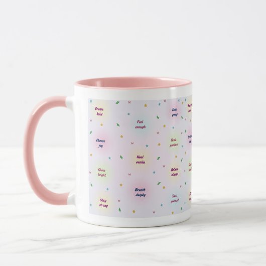 Pastel Positive Affirmations Pattern マグカップ (左)