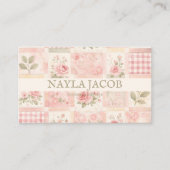 Pastel Pretty Girly Blush Pink Quilt Patchwork 名刺 (正面)