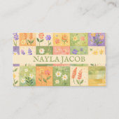 Pastel Pretty Girly Green Purple Quilt Patchwork  名刺 (正面)