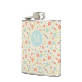 Pastel Pretty Spring Floral Pattern Monogram フラスク (左)
