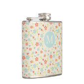 Pastel Pretty Spring Floral Pattern Monogram フラスク (右)