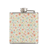 Pastel Pretty Spring Floral Pattern Monogram フラスク (裏面)