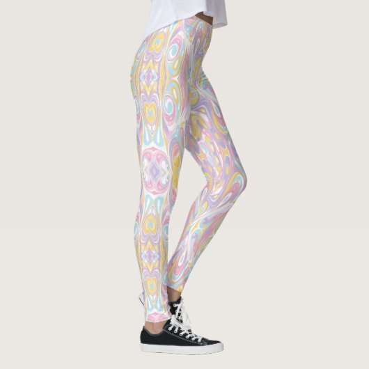 Pastel Psychedelic Pattern | Groovy Liquid Marble  レギンス (右)