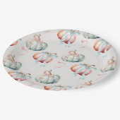 Pastel Pumpkin and Bow Gender Reveal Charger Plate ペーパープレート (アングル)