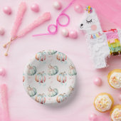 Pastel Pumpkin and Bows Gender Reveal Paper Bowl ペーパーボウル (パーティー)