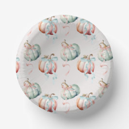 Pastel Pumpkin and Bows Gender Reveal Paper Bowl ペーパーボウル