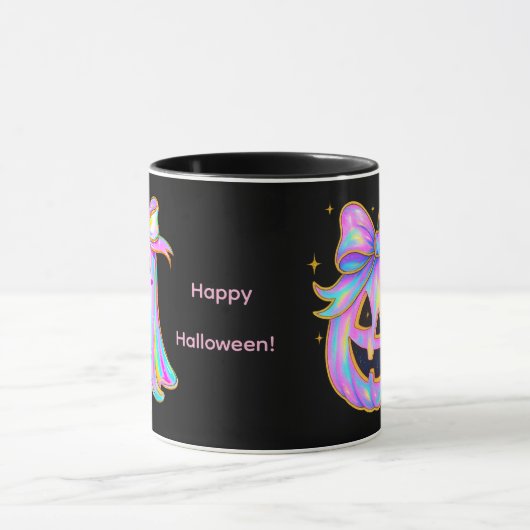 Pastel Pumpkin & Ghost Halloween Mug マグカップ (中央)