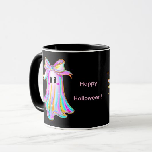 Pastel Pumpkin & Ghost Halloween Mug マグカップ (正面左)