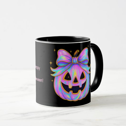 Pastel Pumpkin & Ghost Halloween Mug マグカップ (正面右)