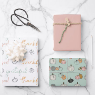 Pastel Pumpkins Wrapping Paper Sheets ラッピングペーパーシート