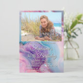 Pastel Purple Agate Photo Border 30th Birthday 招待状 (スタンド正面)