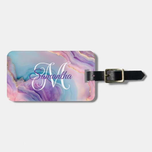 Pastel Purple Blue Pink Agate ラゲッジタグ (正面横)