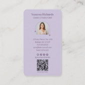 Pastel Purple Gingham Bakery Vertical QR Photo 名刺 (裏面)
