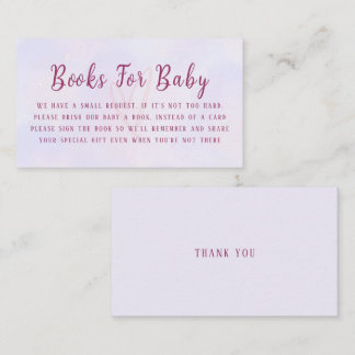 Pastel Purple Pink Baby Shower Book Request エンクロージャーカード