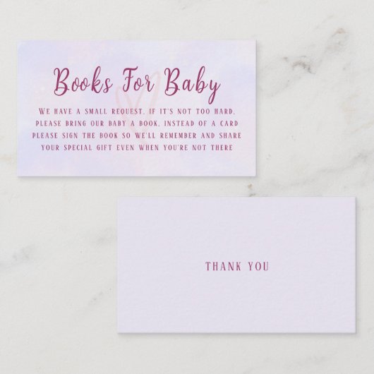 Pastel Purple Pink Baby Shower Book Request エンクロージャーカード (正面/裏面)