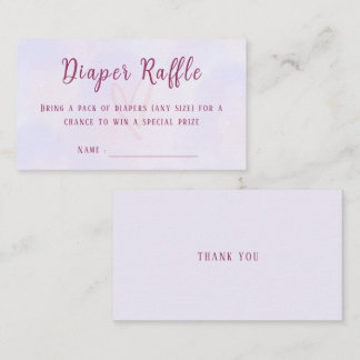 Pastel Purple Pink Baby Shower Diaper Raffle エンクロージャーカード