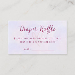 Pastel Purple Pink Baby Shower Diaper Raffle エンクロージャーカード