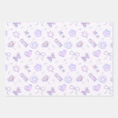 Pastel Purple Pink Y2K Aesthetic Kitsch Pattern ラッピングペーパーシート (正面)