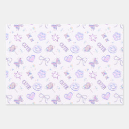 Pastel Purple Pink Y2K Aesthetic Kitsch Pattern ラッピングペーパーシート
