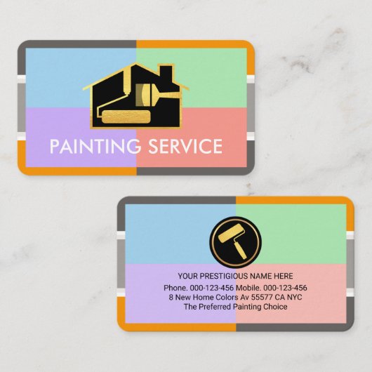 Pastel Quarters In Stylish Painting Frame 名刺 (正面/裏面)