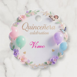 Pastel Quinceañera Favor Tags with Butterfly フェイバータグ
