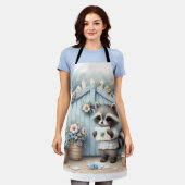 Pastel Raccoon Letter Garden エプロン (着用した状態)