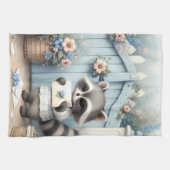 Pastel Raccoon Letter Garden キッチンタオル (横)