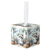 Pastel Raccoon Letter Garden キューブオーナメント (正面アングル)