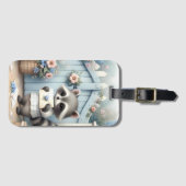 Pastel Raccoon Letter Garden ラゲッジタグ (正面横)