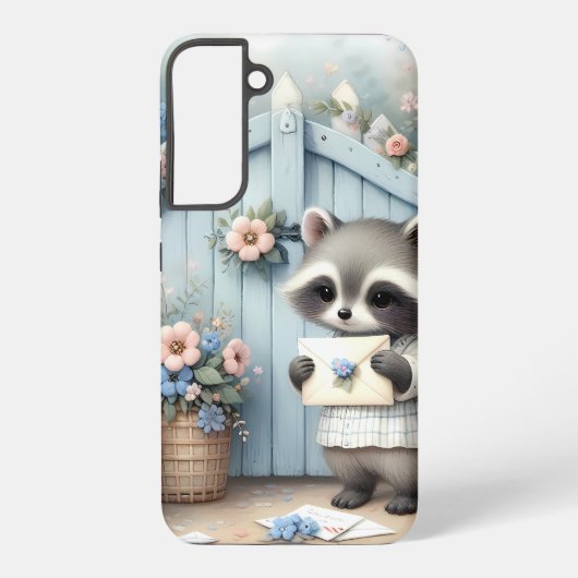 Pastel Raccoon Letter Garden Samsung Galaxyケース (裏面)