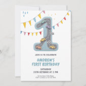 Pastel Race Track First Birthday 招待状 (正面)