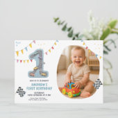 Pastel Race Track First Birthday 招待状 (スタンド正面)