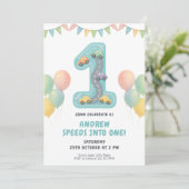 Pastel Racing First Birthday Party 招待状 (スタンド正面)