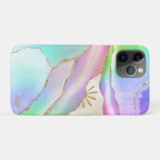 *~* Pastel Rainbow Agate Sun Rays Star Dust金ゴールド Case-Mate iPhoneケース (裏面(横))