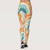 pastel rainbow and floral yoga gym Leggings レギンス (裏面)