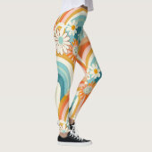 pastel rainbow and floral yoga gym Leggings レギンス (右)
