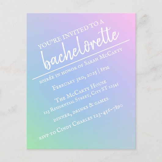Pastel Rainbow Bachelorette Party Flyer チラシ (正面)