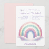 Pastel Rainbow Birthday Invitation - Party Invite 招待状 (正面/裏面)