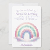 Pastel Rainbow Birthday Invitation - Party Invite 招待状 (正面)