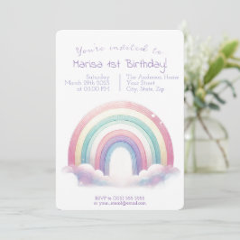Pastel Rainbow Birthday Invitation - Party Invite 招待状