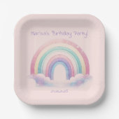 Pastel Rainbow Birthday Party Paper Plates ペーパープレート (正面)